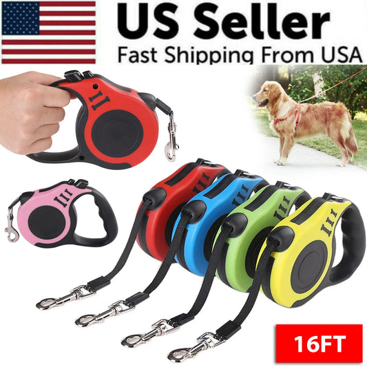 16.5FT Automatic Retractable Dog Leash Pet Collar Automatic Walking Lead Free US